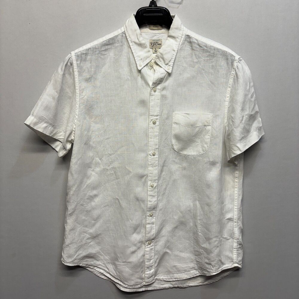 J. Crew Baird Mcnutt Irish Linen Men Button Down Shirt Large Classic Fit C123 27